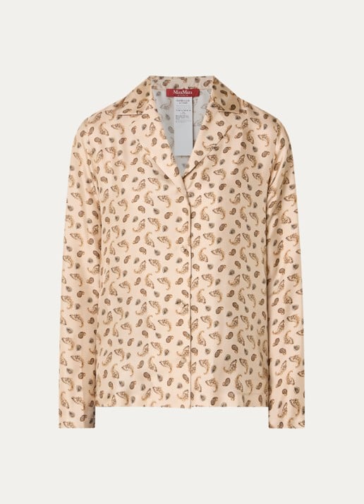 Max Mara Udente blouse van zijde met paisley dessin - voorkant 3 beige