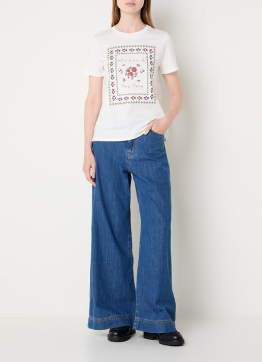 Max Mara Vega high waist wide leg jeans met medium wassing - voorkant 5 indigo