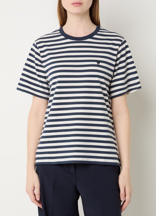 Max Mara Venaco T-shirt met streepprint en logoborduring