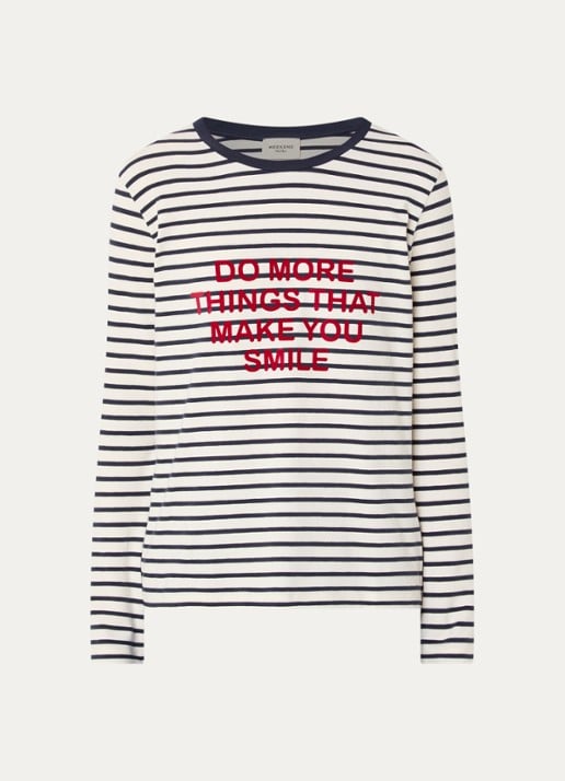 Max Mara Vicino longsleeve met streepprint - voorkant 2 gebroken wit