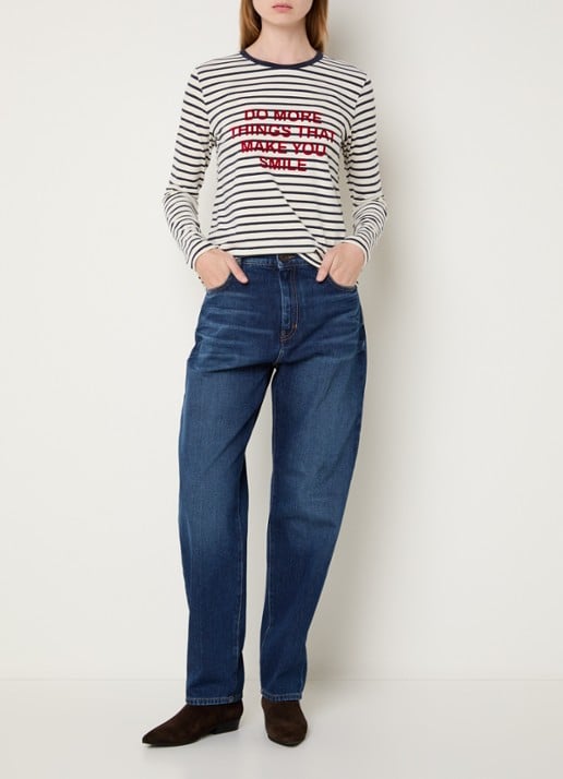 Max Mara Vicino longsleeve met streepprint - voorkant 3 gebroken wit