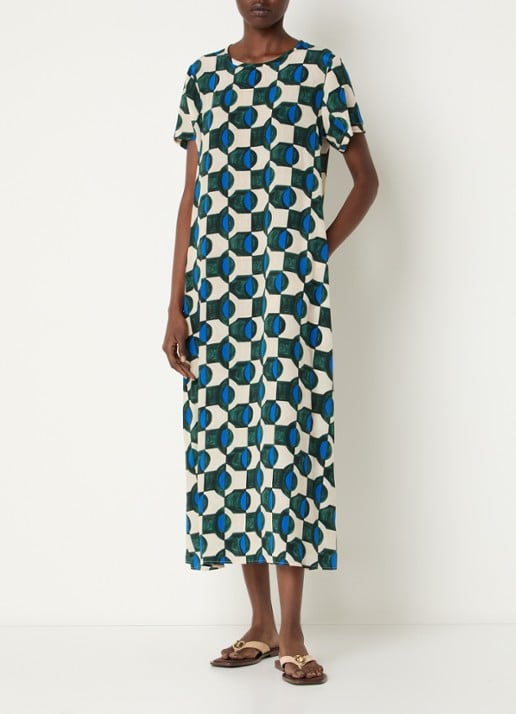 Max Mara Vinci midi jurk van zijde met print