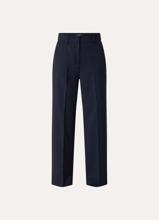 Max Mara Visivo high waist straight fit pantalon van scheerwol - voorkant 3 blauw