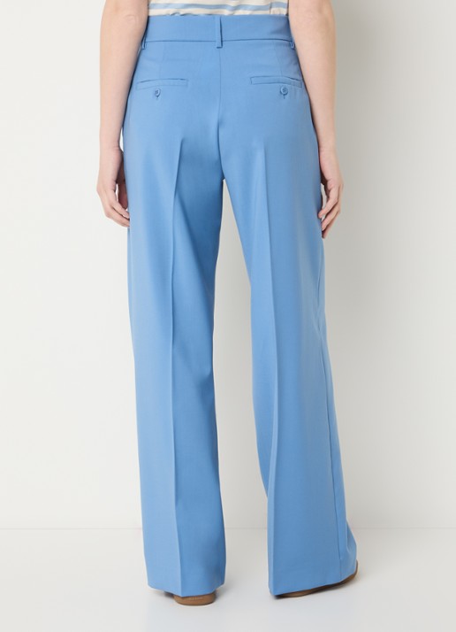 Max Mara Visivo high waist straight fit pantalon van scheerwol - achterkant lichtblauw