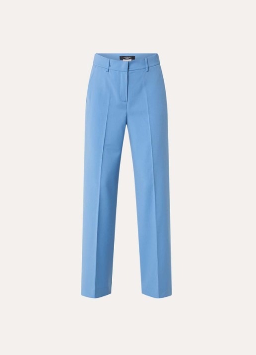 Max Mara Visivo high waist straight fit pantalon van scheerwol - voorkant 2 lichtblauw