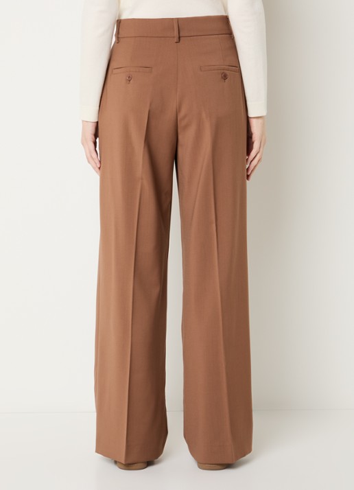Max Mara Visivo high waist straight fit pantalon van scheerwol - achterkant 4 bruin