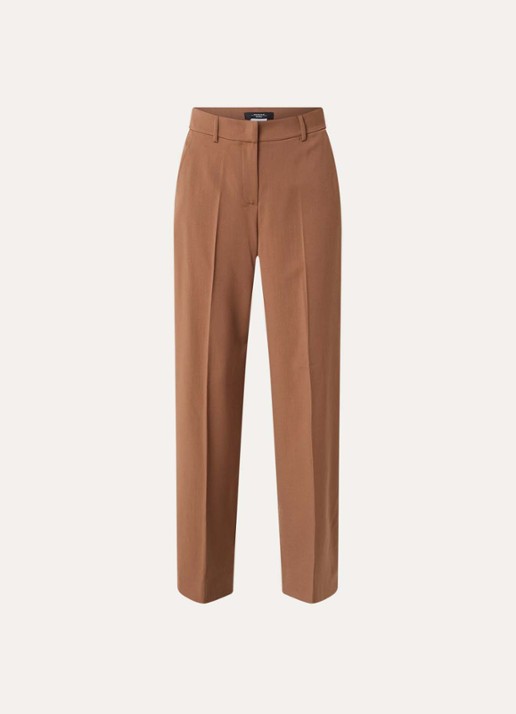 Max Mara Visivo high waist straight fit pantalon van scheerwol - voorkant 2 bruin