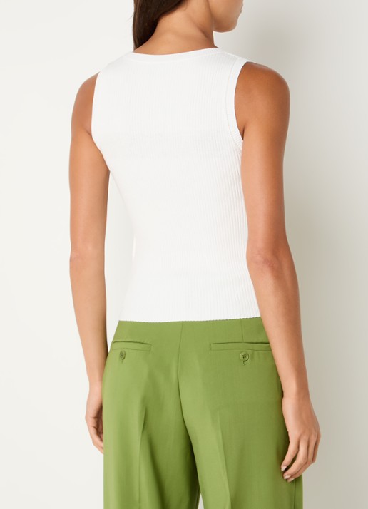 Max Mara Visivo high waist straight fit pantalon van scheerwol - achterkant groen