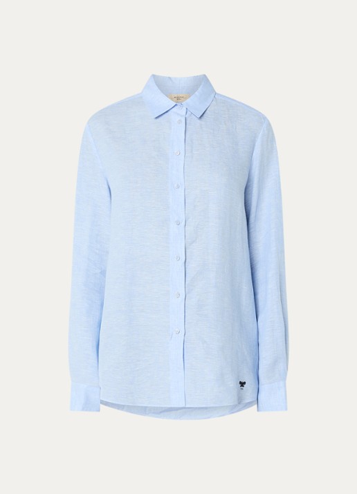 Max Mara Werner blouse van linnen - voorkant lichtblauw