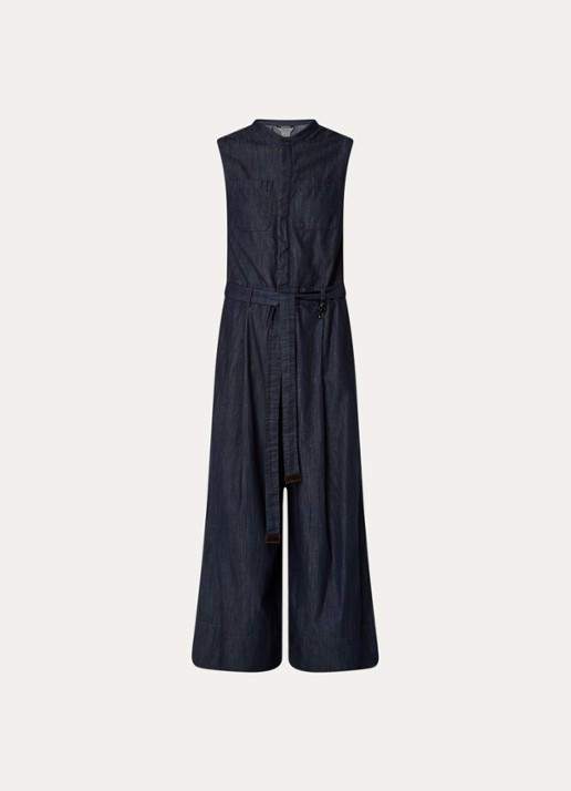 Max Mara Wide fit jumpsuit met steekzakken - voorkant 2 indigo