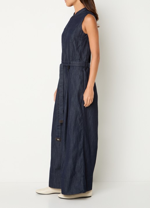 Max Mara Wide fit jumpsuit met steekzakken - voorkant 3 indigo