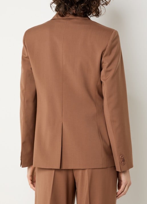 Max Mara Zinnia double-breasted blazer van scheerwol met opgestikte zakken - achterkant 3 cognac