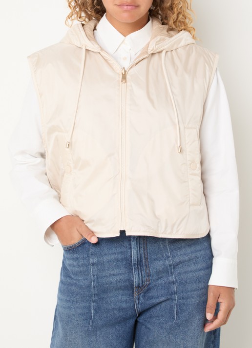 MaxMara Accenni bodywarmer met steekzakken en capuchon - detail 4 creme