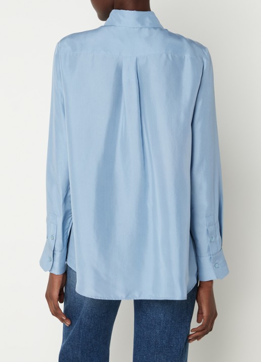 MaxMara Almina blouse van zijde - achterkant 4 blauwgrijs