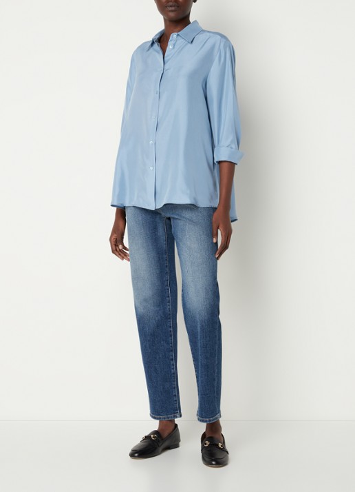 MaxMara Almina blouse van zijde - voorkant 3 blauwgrijs