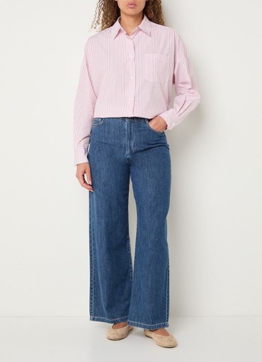 MaxMara Aureo blouse met streepprint - voorkant 4 roze