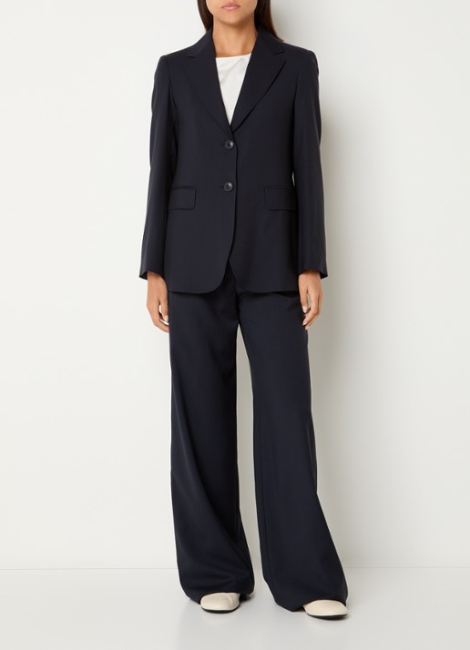 MaxMara Blazer met klepzakken - voorkant 2 donkerblauw