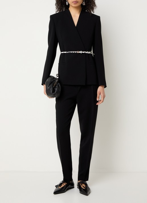 MaxMara Blazer met schoudervulling en ceintuur - voorkant 4 zwart