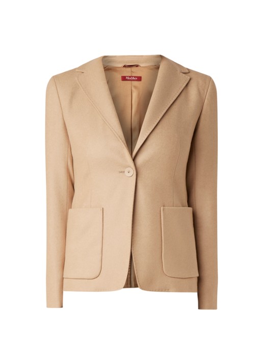 MaxMara Blazer van wol met sierstiksels - voorkant 3 camel