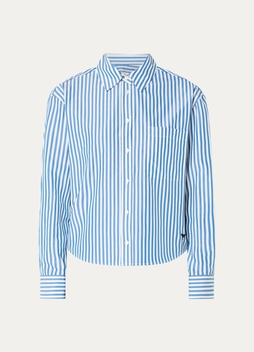 MaxMara Blouse met streepprint - voorkant 2 blauw