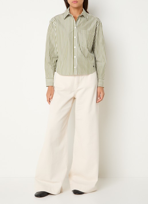 MaxMara Blouse met streepprint - voorkant 3 groen