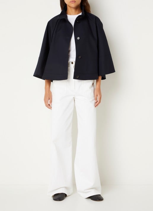 MaxMara Cape met steekzakken - voorkant 3 donkerblauw