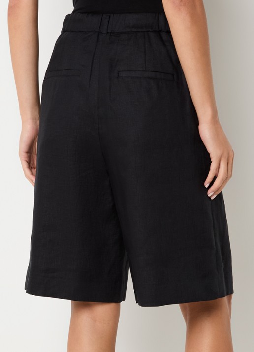 MaxMara Caravan high waist wide leg korte broek van linnen - achterkant 4 zwart