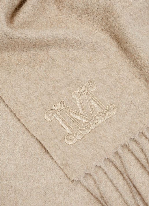 MaxMara Dalia sjaal van kasjmier met franjes 190 x 30 cm  - detail 3 beige