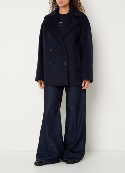 MaxMara Dalpe mantel van wol met steekzakken - voorkant 2 donkerblauw