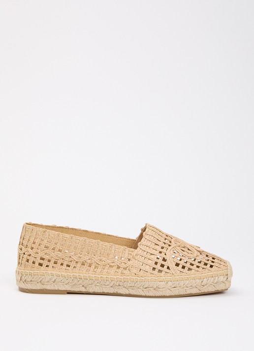 MaxMara Espadrille met opengewerkt dessin - voorkant 2 camel