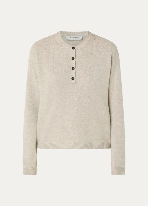 MaxMara Fijngebreide trui in kasjmierblend - voorkant beige