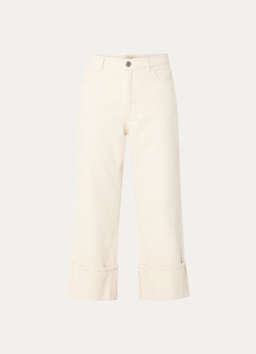 MaxMara Gesto high waist wide leg cropped jeans met gekleurde wassing - voorkant gebroken wit