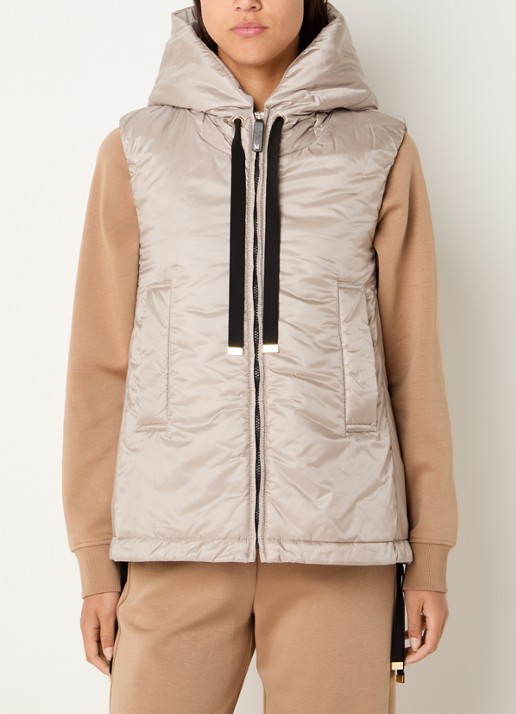 MaxMara Greengo gewatteerde bodywarmer met capuchon en waterafstotende coating - detail beige