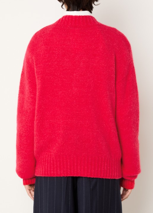 MaxMara Grofgebreide trui in wolblend met V-hals - achterkant 2 rood