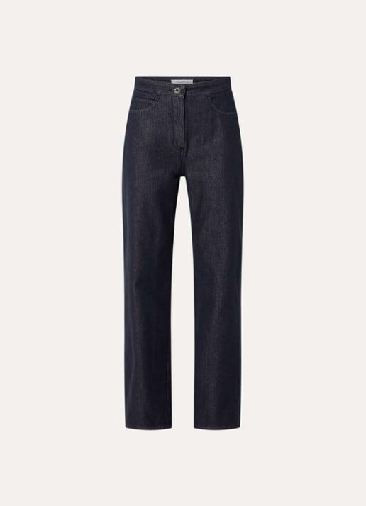 MaxMara High waist straight leg jeans met donkere wassing - voorkant 4 indigo