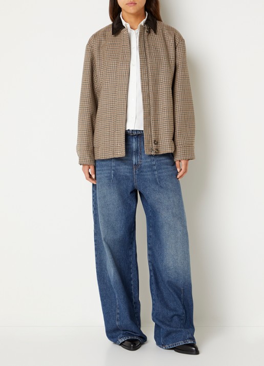 MaxMara Jack van scheerwol met pied-de-poule dessin - voorkant 2 beige