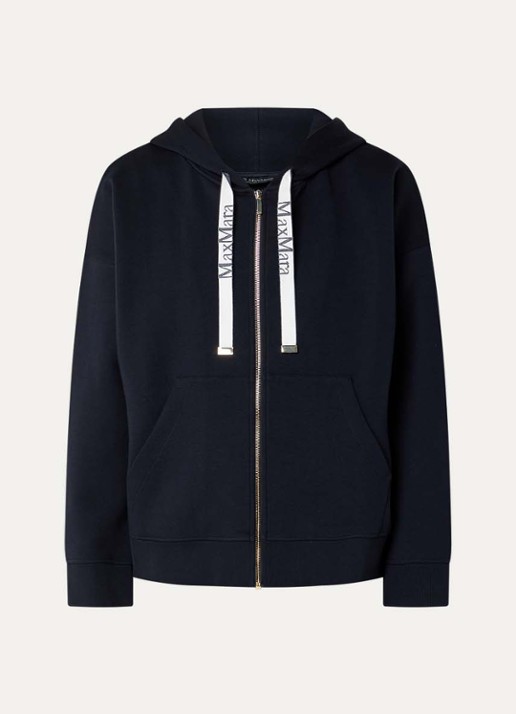 MaxMara Jour sweatvest met capuchon  - voorkant donkerblauw