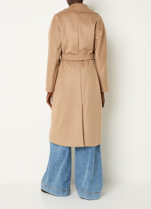 MaxMara Mantel van wol met strikceintuur - achterkant camel