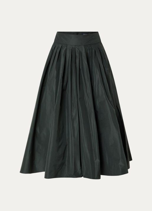 MaxMara Midi A-lijn rok met steekzakken - voorkant 3 bronsgroen