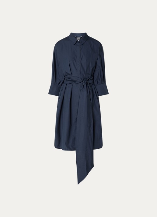 MaxMara Midi blousejurk met strikceintuur - voorkant 2 indigo