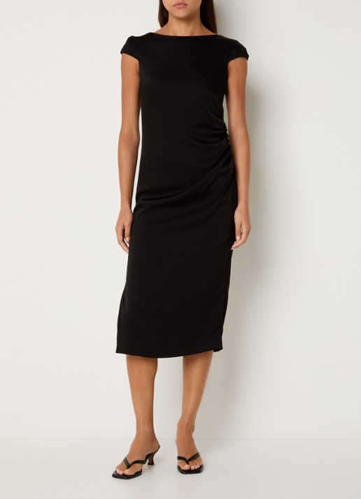 MaxMara Midi jurk met boothals - detail zwart