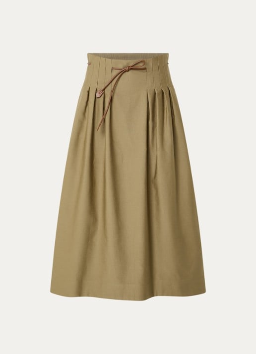 MaxMara Midi rok met plooidetail - voorkant 3 khaki