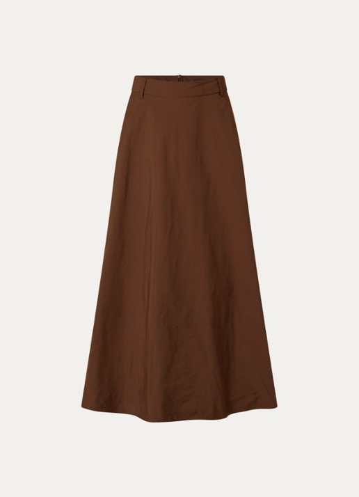 MaxMara Midi rok met steekzakken - voorkant bruin