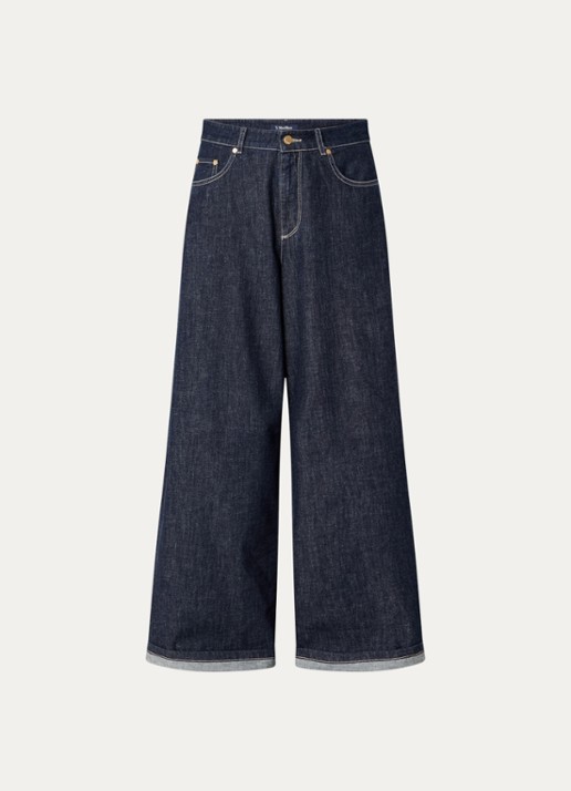 MaxMara Occhio high waist wide leg jeans met donkere wassing - voorkant indigo
