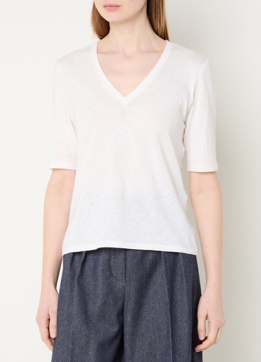 MaxMara Opzione T-shirt van linnen met V-hals
