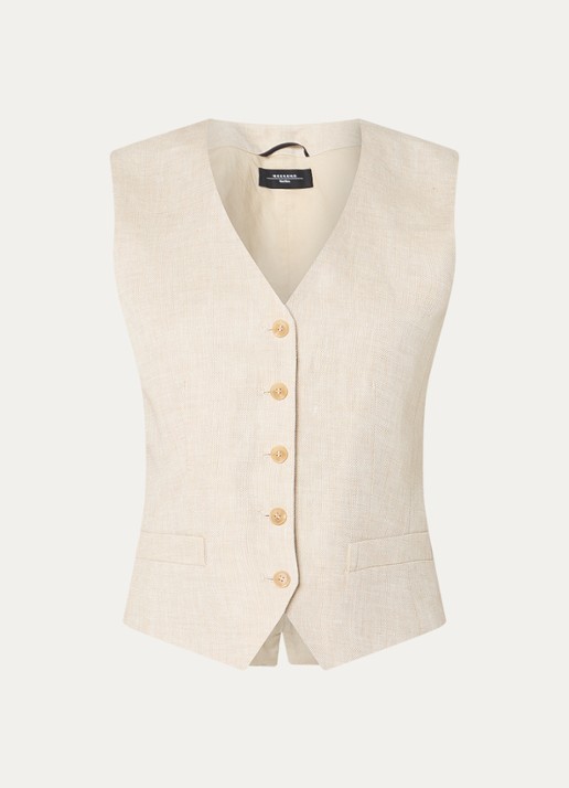 MaxMara Pace gilet van linnen - voorkant beige