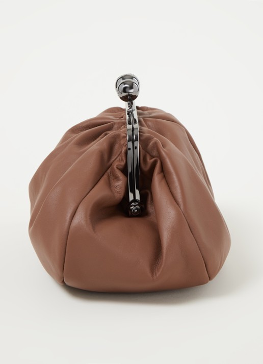 MaxMara Pasticcino clutch van leer met afneembare schouderriem  - detail 4 bruin