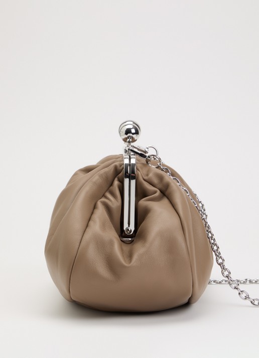 MaxMara Pasticcino clutch van leer met afneembare schouderriem  - detail 4 zand