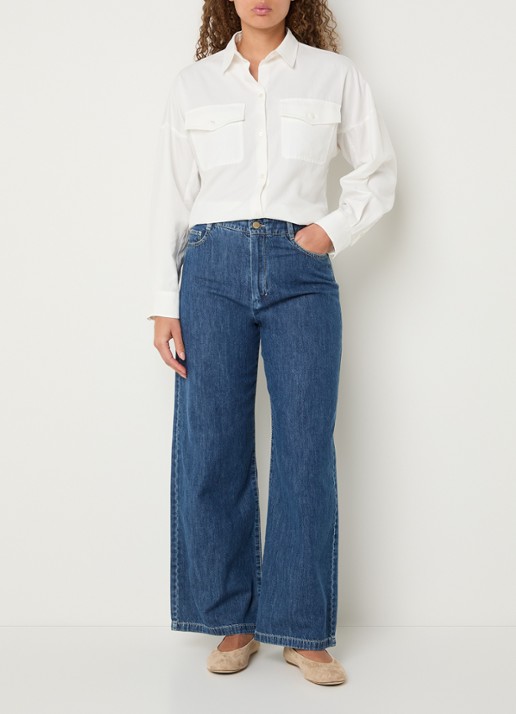 MaxMara Pesi blouse met borstzakken - voorkant 3 wit