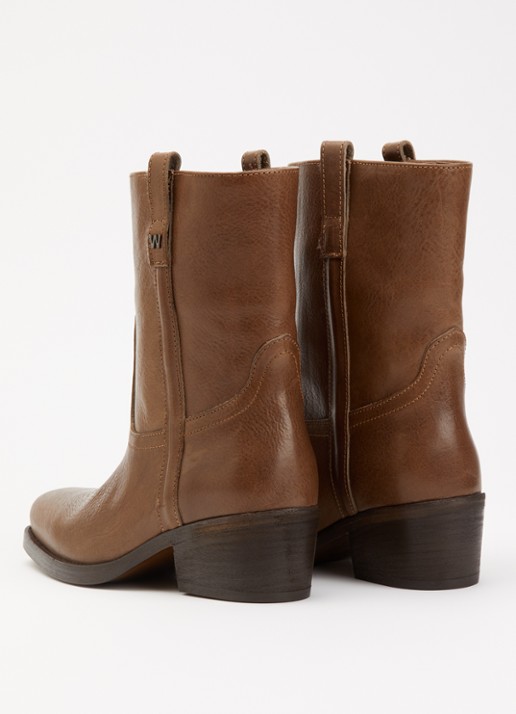 MaxMara Ranch enkellaarsje van leer - achterkant lichtbruin